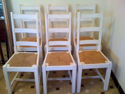 set of 6 painted bistro chairs
